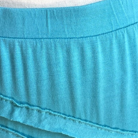 SOFT SURROUNDINGS Turquoise Knit Maxi Skirt Tiered Ruffled PM - Picture 10 of 10